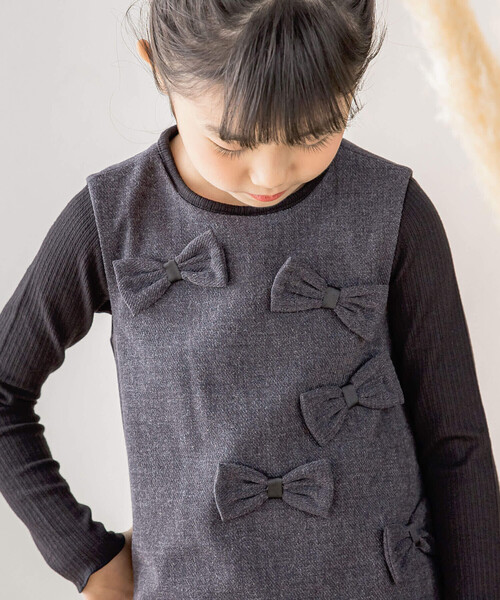 「BeBe Petits Pois Vert」 「KIDS」ノースリーブワンピース 140cm ブラック系その他 キッズ_画像6