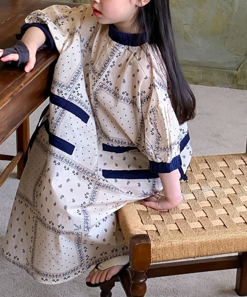 「aimoha」 「KIDS」半袖ワンピース 140 ベージュ キッズ_画像4