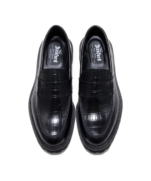 【希少・未使用級】Kenford ペニーローファー クロコ 厚底 黒 25.5 ローファー The Kenford Fineshoes NEW CLASSIC COIN LOAFERS/BLACK