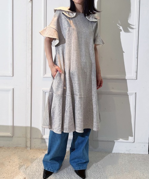 AVIE（アビィ） ワンピース ラッフルフリルスウェットドレス