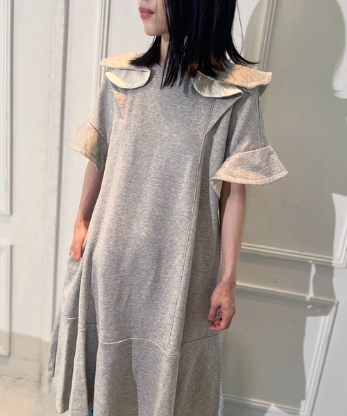 AVIE（アビィ） ワンピース 半袖 ラッフルフリルスウェットドレス