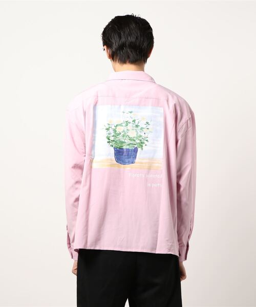 STYLEBLOCK シャツ グラフィックバックプリント開襟長袖シャツ