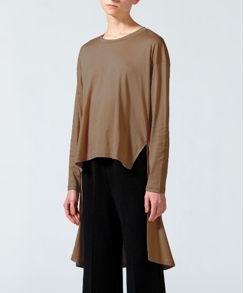 tシャツ クルーネックバックロングプルオーバー レディース