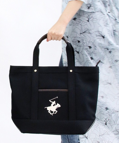 ☆未使用級☆ BEVERLY HILLS POLO CLUB トートバッグ 黒 BEVERLY HILLS POLO CLUB トートバッグ 「BEVERLY CLUB