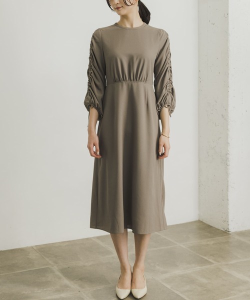 近年♡ルネ 袖パール マキシ丈 ワンピース ギャザー ボリュームスリーブ 36 サテンキャミワンピース/le.coeur blanc(ルクールブラン)｜ルクール