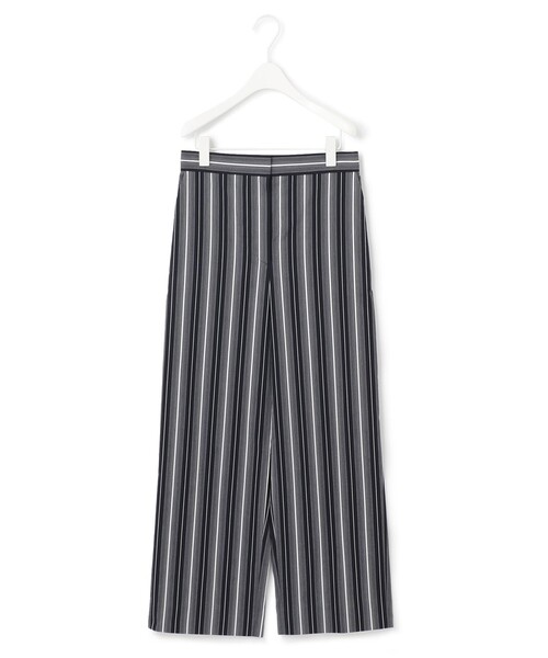 新品未使用 5万 ＩＣＢ パンツスーツ 11号 グレーストライプ ワイドパンツ ICB（アイシービー） パンツ 「洗える」 コットンナイロンドビー