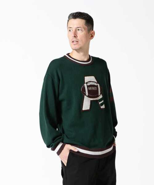 AVIREX ニット セーター 「WEB＆DEPOT限定」COLLEGE LINE KNIT