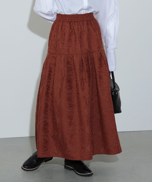 BEAMS HEART（ビームス ハート） スカート 総刺繍 タック フレア