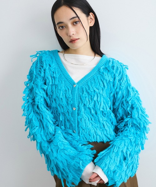 VIS（ビス） カーディガン ループフリンジハート釦カーディガン
