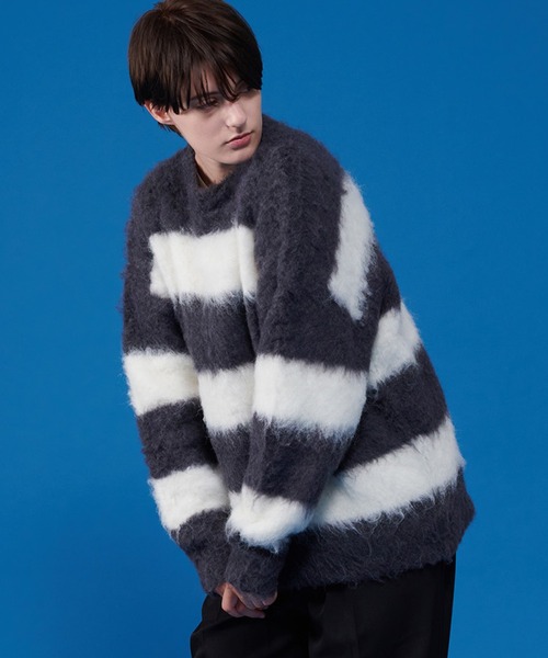 Y2K フェアリーグランジ モヘア　シャギー　ボーダー ニット　裏原　アメカジ ONCILY（オンシェリー） セーター ニット SHAGGY MELANGE BORDER KNIT