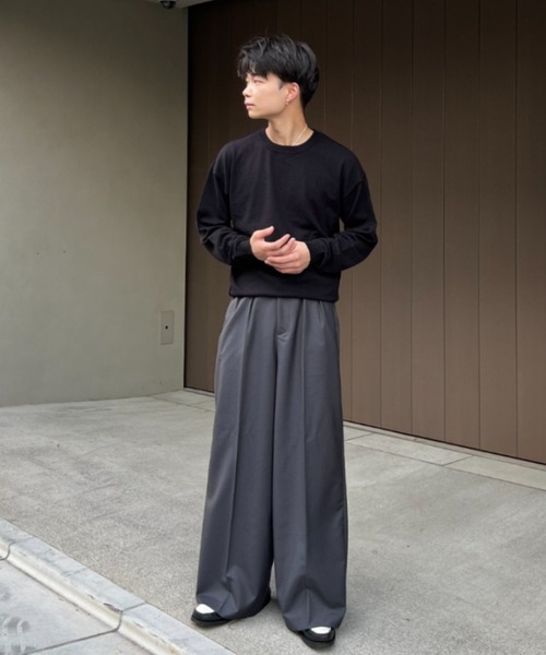 y's ワイドストレートスラックス　サイズ4 soerte スラックス Wide straight slacks/ワイドストレート