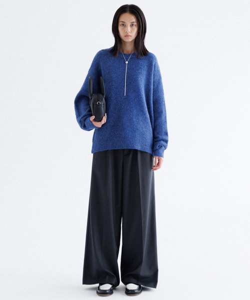 SINSS スラックス Center press two tuck wide straight slacks