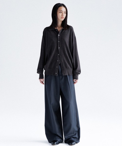 SINSS スラックス Center press two tuck wide straight slacks