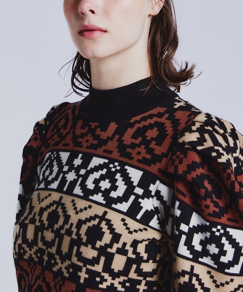 【新品未使用タグ付】定価2.97万Sov. ソブ ジャガードニット パフスリーブ DOUBLE STANDARD CLOTHING（ダブルスタンダードクロージング） ニット