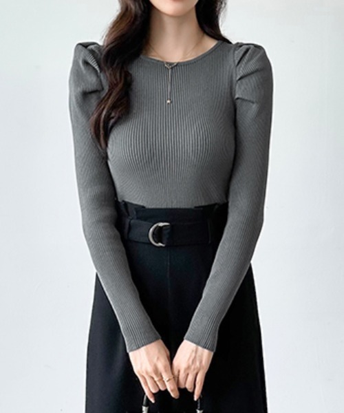 COCOMOMO ニット セーター 品よく大人綺麗めに パフショルダーニット