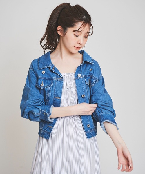 【31 Sons de mode】リボン付きクリームデニムジャケット 31 Sons de mode】リボン付きクリームデニムジャケット