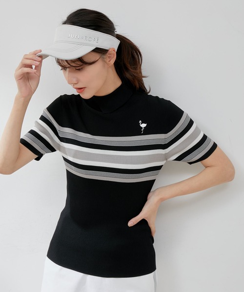 JUN&ROPE'（ジュンアンドロペ） ニット セーター マルチボーダー柄5分