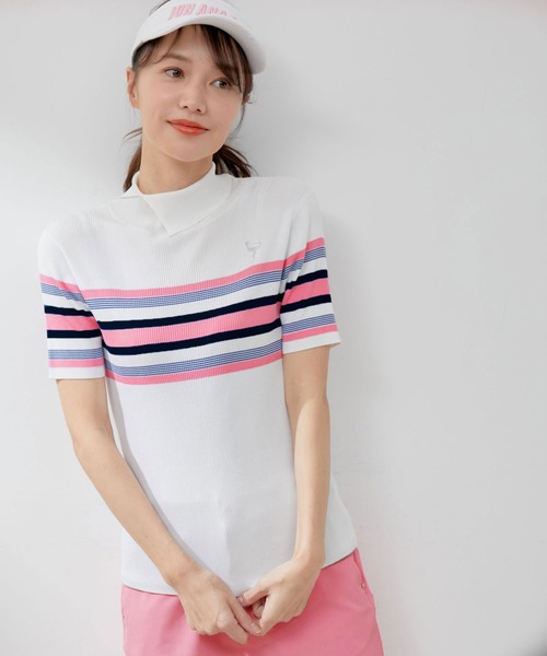 JUN&ROPE'（ジュンアンドロペ） ニット セーター マルチボーダー柄5分