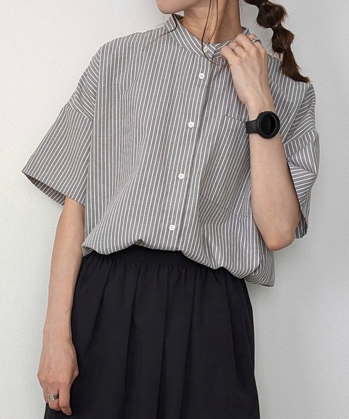 ブラウス シャツ ハイカウントワッシャー 半袖シャツ レディース