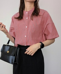 【セール30％OFF】袖シアーゴース付きストライプバンドカラーシャツブラウス・93206・売れ筋商品|||シビリゼ（イグルス） GeeRA｜バンドカラーシアーストライプシャツ | Rakuten Fashion