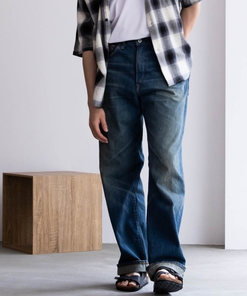 デニムプリントステッチレギンス S Side Slash Denim Pants