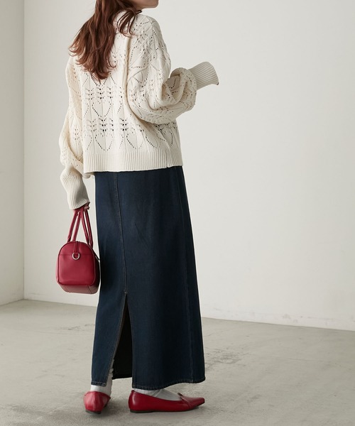ニット セーター レースクロシェニット レディース STYLEMIXER ニット セーター クロシェレースニットシャツ