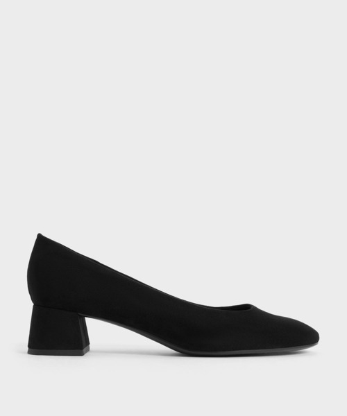 【チャールズアンドキース】パテント ラウンドトゥブロックヒールパンプス CHARLES ＆ KEITH パンプス パテント ラウンドトゥブロック