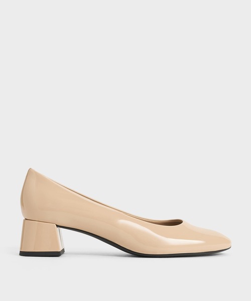 CHARLES ＆ KEITH パンプス パテント ラウンドトゥブロック
