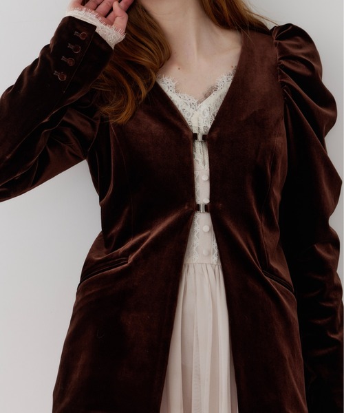 パフスリーブ ノーカラージャケット【J1U by LA BELLE ETUDE】 J1U by LA BELLE ETUDE ジャケット ノーカラージャケット クラシカル