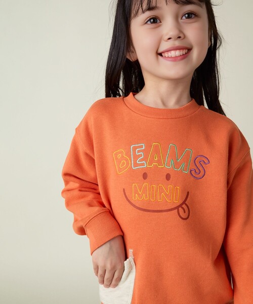 BEAMS mini トレーナー スマイル 刺繍 スウェット 2024FW（90