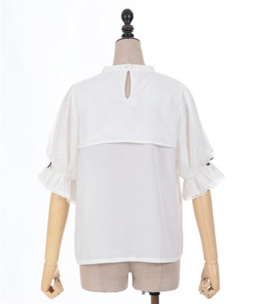 axes femme kawaii衿レース付き和風ブラウス（白） 衿レース付き和風ブラウス | レディース服・レディース
