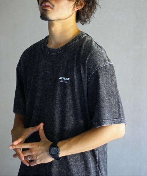 tシャツ 「Leyline」ウォッシュ加工Tシャツ「Stone wash tee」 メンズ