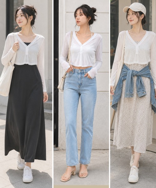 HYS SHOP ヨガ レディース 長袖シアークロップド丈Vネックヨガトップス