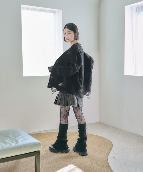 HARE カーディガン 「EDGY MODE」レースドッキングカーディガン
