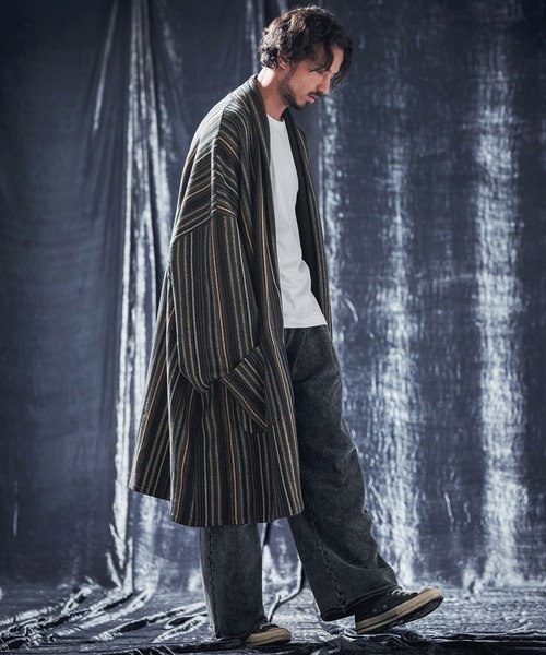 ANGENEHM カーディガン mcg3535-Stripe melange jacquard knit