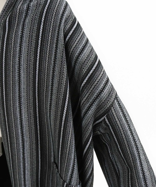 ANGENEHM カーディガン mcg3535-Stripe melange jacquard knit-sew