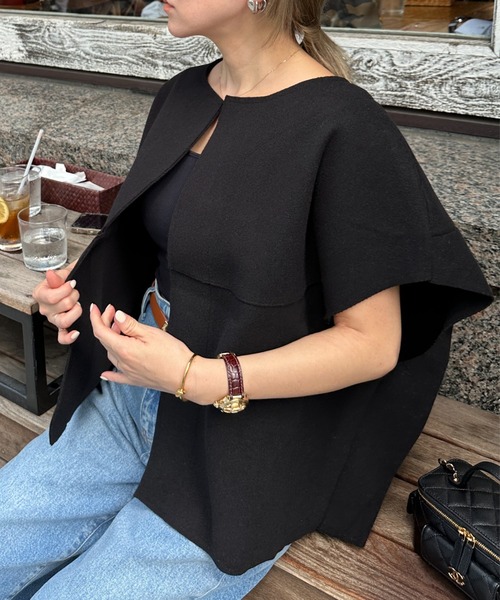 ベスト ジレ ノーカラーニットモッサベスト レディース
