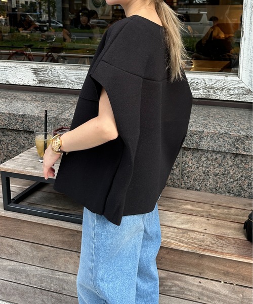 ベスト ジレ ノーカラーニットモッサベスト レディース StyleSea ベスト ジレ ノーカラーニットモッサベスト レディース