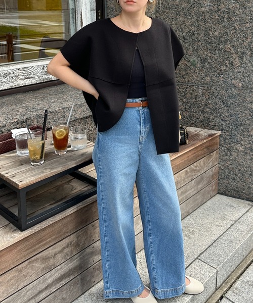 StyleSea ベスト ジレ ノーカラーニットモッサベスト レディース