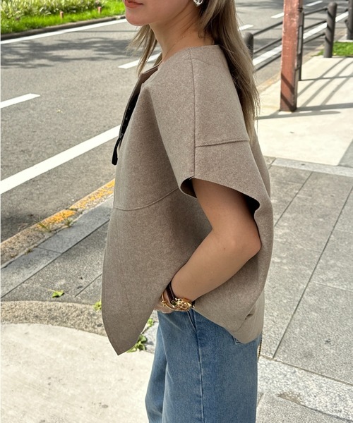 StyleSea ベスト ジレ ノーカラーニットモッサベスト レディース