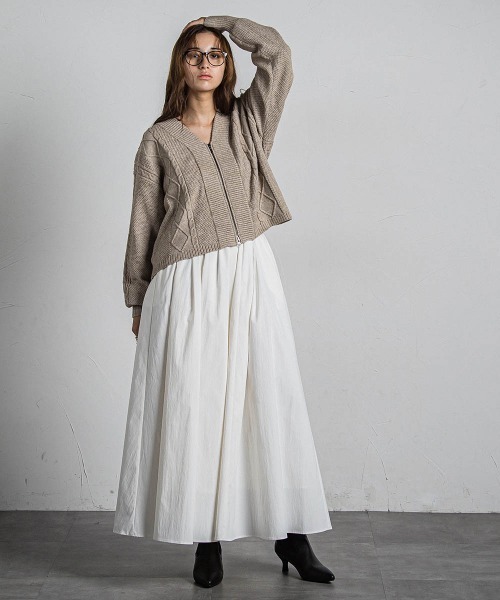 MAYSON GREY / メイソングレイ ケーブルニットジップカーディガン≪手洗い可能≫ MAYSON GREY｜ケーブルニットジップカーディガン≪手洗い可能