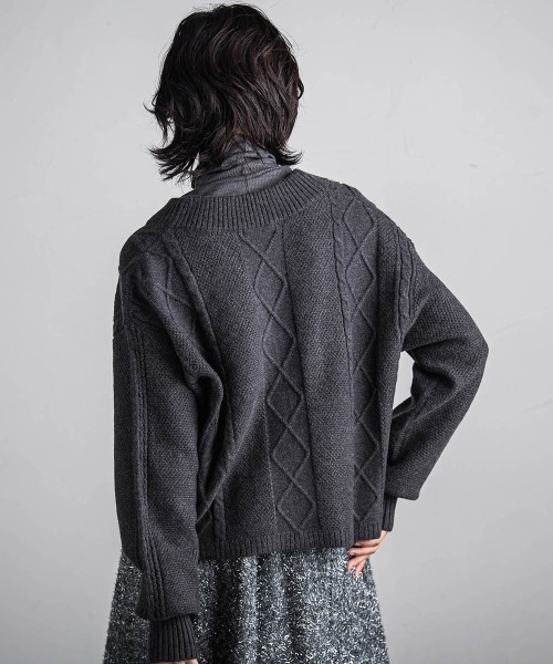 MAYSON GREY カーディガン ケーブルニットジップカーディガン