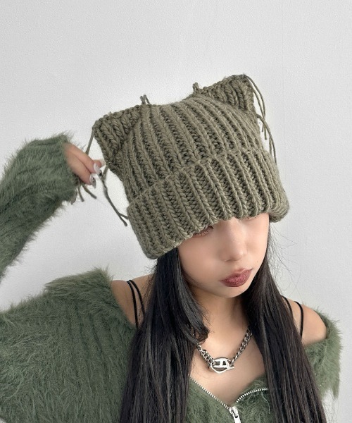 LVEU. ニット帽 ニットキャップ 「LVEU.」ローゲージダメージ