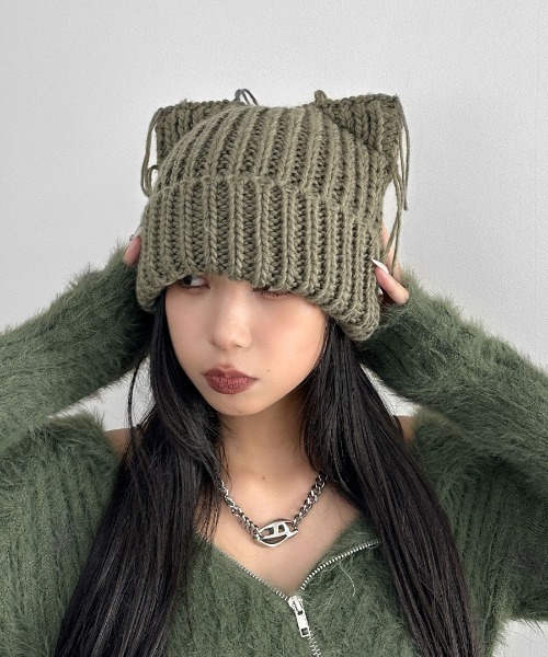 LVEU. ニット帽 ニットキャップ 「LVEU.」ローゲージダメージ