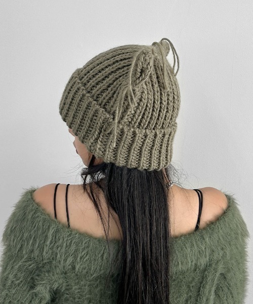 cootie ローゲージニット帽 COOTIE / Silk Low Guage Roll Up Beanie -Black-