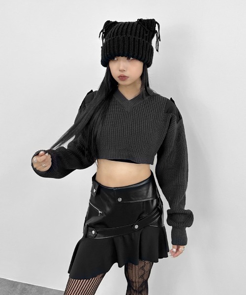 ◆ぴゅれぐみ◆(未使用)LOEWE ニット帽 黒 モヘヤウール ビーニー LVEU. ニット帽 ニットキャップ 「LVEU.」ローゲージダメージ