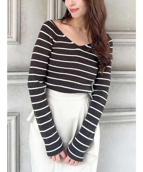 レディース Vネック リブニット トップス 女性 春服 夏服 おしゃれ かわいい RESEXXY ニット セーター Vネックリブニットトップス レディース