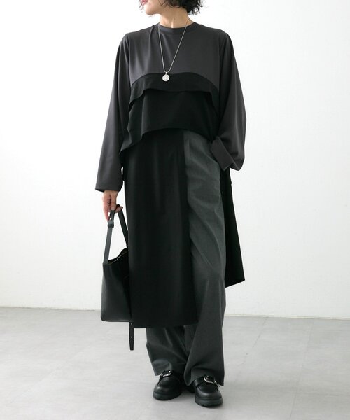 ワンピース アシメフリルシャツワンピース「SUM1 STYLE(スミスタイル