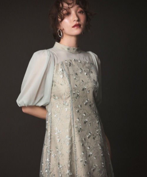 DONOBAN ドレス 「ANDRESD」organdy sleeve dress Aラインドレス