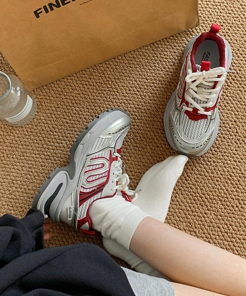 MEMECLE（メメクル） スニーカー 「 」シルバーメッシュ 厚底